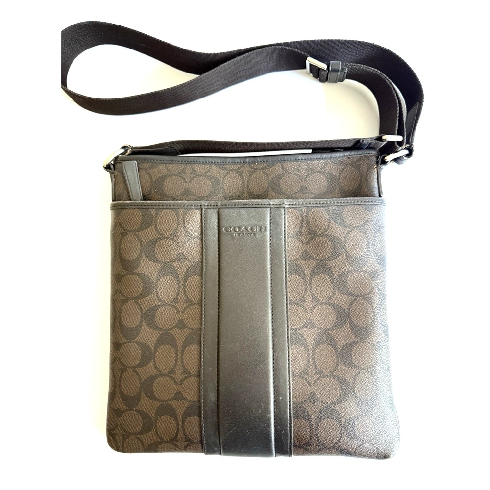 Men's Coach Messenger Bag Monogram Coated Canvas